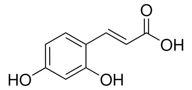2,4-Dihydroxycinnamic acid structure, CAS 614-86-8