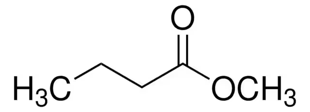 Methyl butyrate structure, CAS 623-42-7