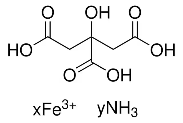 Ammonium ferric citrate structure, CAS 1185-57-5