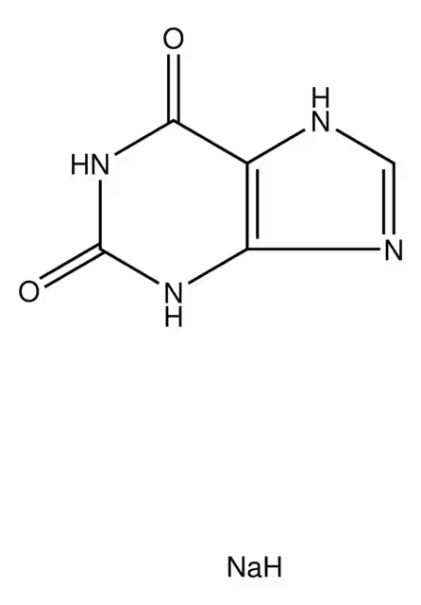 Xanthine sodium salt structure, CAS 1196-43-6