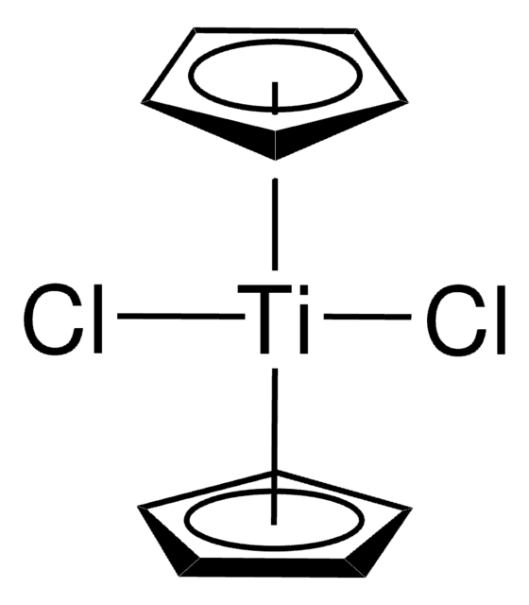 Titanocene dichloride structure, CAS 1271-19-8