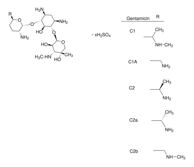 Gentamycin sulfate structure, CAS 1405-41-0