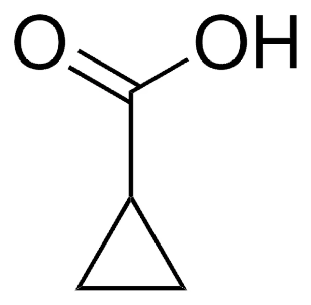 Cyclopropanecarboxylic acid structure, CAS 1759-53-1