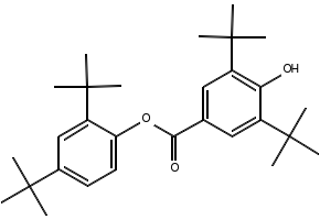2,4-Di-tert-butylphenyl 3,5-di-tert-butyl-4-hydroxybenzoate structure, CAS 4221-80-1