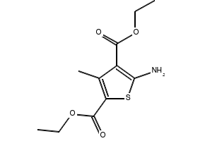 Diethyl 5-amino-3-methylthiophene-2,4-dicarboxylate structure, CAS 4815-30-9