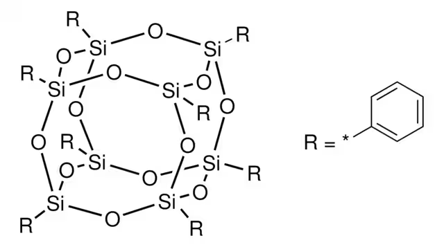 Octaphenylsilsesquioxane structure, CAS 5256-79-1