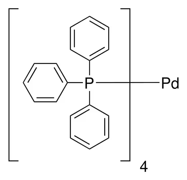 Tetrakis(triphenylphosphine)palladium structure, CAS 14221-01-3