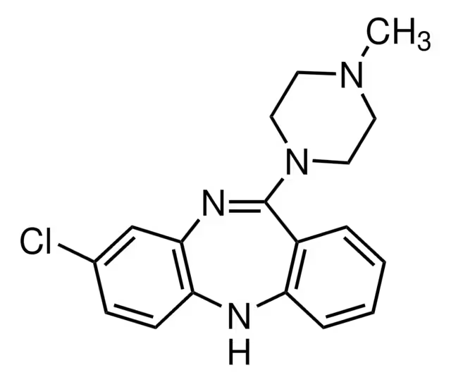 Clozapine structure, CAS 5786-21-0
