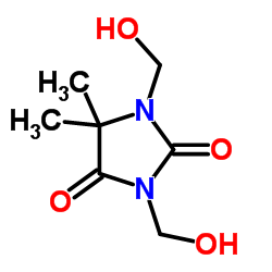 Dimethyloldimethyl hydantoin structure, CAS 6440-58-0