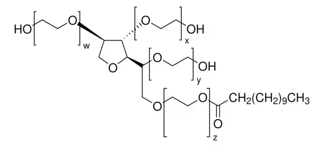 Polyethylene glycol monolaurate structure, CAS 9004-81-3