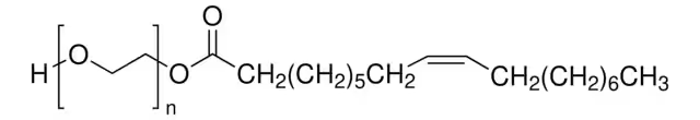 Polyethylene glycol monooleate structure, CAS 9004-96-0