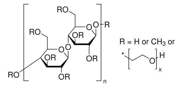 Methyl 2-hydroxyethyl cellulose structure, CAS 9032-42-2