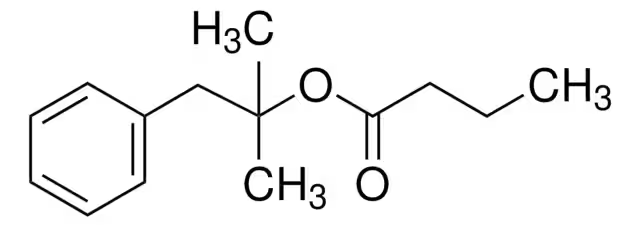 Benzyldimethylcarbinyl butyrate structure, CAS 10094-34-5