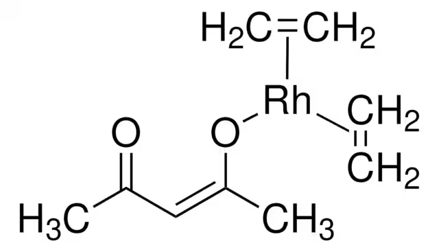 Acetylacetonatobis(ethylene)rhodium(I) structure, CAS 12082-47-2