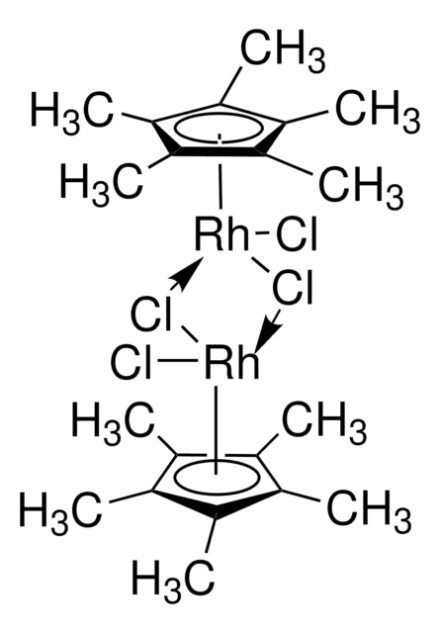 Bis[(pentamethylcyclopentadienyl)dichloro-rhodium] structure, CAS 12354-85-7