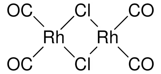 Rhodium carbonyl chloride structure, CAS 14523-22-9