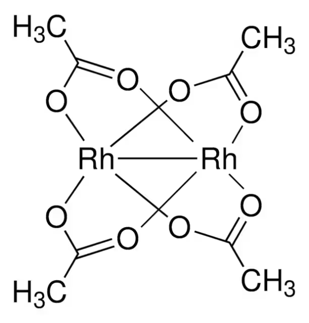 Rhodium(II) acetate dimer structure, CAS 15956-28-2