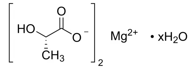 Magnesium L-lactate trihydrate structure, CAS 18917-93-6