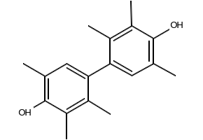 2,2',3,3',5,5'-Hexamethyl-4,4'-dihydroxybiphenyl structure, CAS 19956-76-4