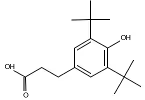 3-(3,5-Di-tert-butyl-4-hydroxyphenyl)propionic acid structure, CAS 20170-32-5