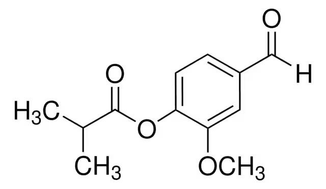 Vanillin isobutyrate structure, CAS 20665-85-4
