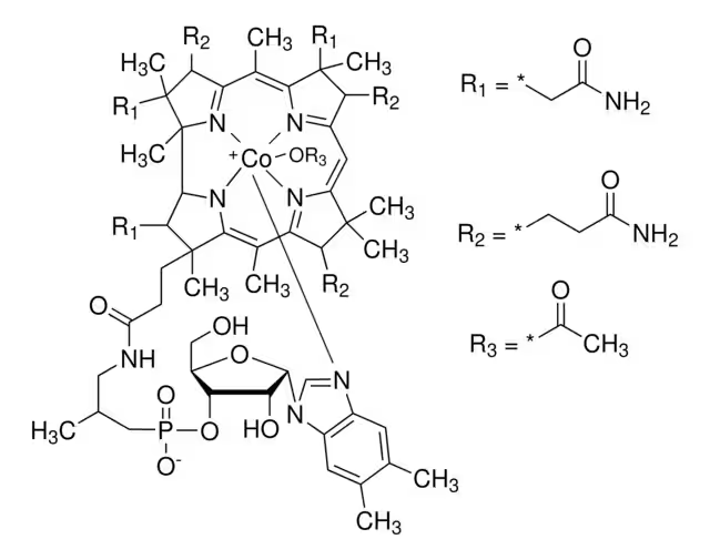 Hydroxocobalamin acetate structure, CAS 22465-48-1