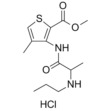 Articaine hydrochloride structure, CAS 23964-57-0