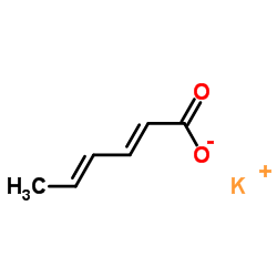 Potassium sorbate salt structure, CAS 24634-61-5