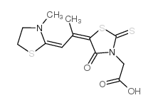 5-[1-Methyl-2-(3-methylthiazolidin-2-ylidene)ethylidene]-4-oxo-2-thioxothiazolidin-3-acetic acid structure, CAS 25651-76-7