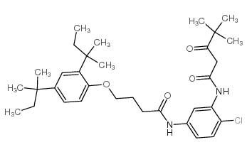 2'-Chloro-5'-[4-(2,4-di-tert-pentylphenoxy)butyrylamino]-4,4-dimethyl-3-oxopentananilide structure, CAS 26110-32-7