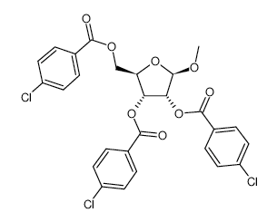 Methyl 2,3,5-tri-O-(4-chlorobenzoyl)-beta-D-ribofuranoside structure, CAS 29755-00-8