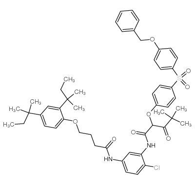 N-(5-((4-(2,4-Bis(1,1-dimethylpropyl)phenoxy)-1-oxobutyl)amino)-2-chlorophenyl)-4,4-dimethyl-3-oxo-2-(4-((4-(phenylmethoxy)phenyl)sulphonyl)phenoxy)valeramide structure, CAS 30744-85-5