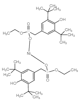 Nickel bis[monoethyl(3,5-di-tert-butyl-4-hydroxylbenzyl)phosphonate] structure, CAS 30947-30-9