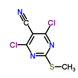 5-Cyano-4,6-dichloro-2-(methylthio)pyrimidine structure, CAS 33097-13-1