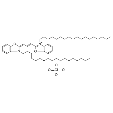 3-Octadecyl-2-[3-(3-octadecyl-2(3H)-benzoxazolylidene)-1-propen-1-yl]benzoxazolium perchlorate structure, CAS 34215-57-1