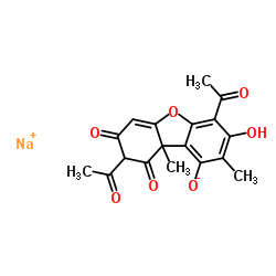 Sodium usnate structure, CAS 34769-44-3