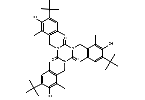 Tris(4-tert-butyl-3-hydroxy-2,6-dimethylbenzyl) isocyanurate structure, CAS 40601-76-1