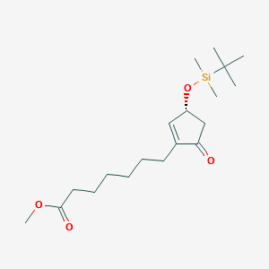 Methyl (R)-(+)-3-(tert-butyldimethylsilyloxy)-5-oxo-1-cyclopentene-1-heptanoate structure, CAS 41138-69-6