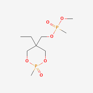(5-Ethyl-2-methyl-1,3,2-dioxaphosphorinan-5-yl)methyl dimethyl phosphonate P-oxide structure, CAS 41203-81-0