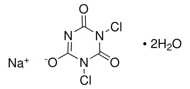 Sodium dichloroisocyanurate dihydrate structure, CAS 51580-86-0
