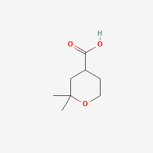 2,2-Dimethyltetrahydro-2H-pyran-4-carboxylic acid structure, CAS 52916-16-2