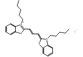 3,3'-Dipentyloxacarbocyanine iodide structure, CAS 53213-81-3