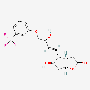 (+)-(3aR,4R,5r,6aS)-Hexahydro-5-hydroxy-4-[(1E,3R)-3-hydroxy-4-(3-trifluoromethyl)phenoxy-1-butenyl]-2H-cyclopenta[b]furan-2-one structure, CAS 53872-60-9