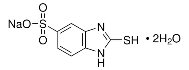 2-Mercapto-5-benzimidazolesulfonic acid sodium salt dihydrate structure, CAS 53918-03-9