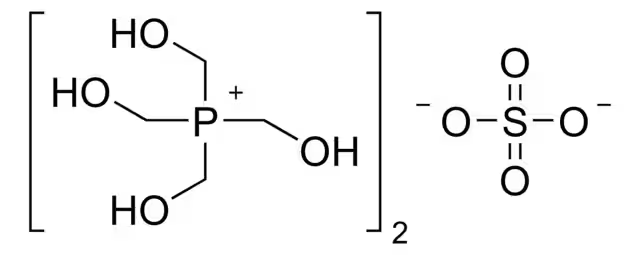 Tetrakis(hydroxymethyl)phosphonium sulfate structure, CAS 55566-30-8
