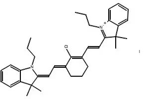 2-[2-[2-Chloro-3-[(1,3-dihydro-1,3,3-trimethyl-2H-indol-2-ylidene)ethylidene]-1-cyclopenten-1-yl]ethenyl]-1,3,3-trimethylindolium iodide structure, CAS 56289-67-9