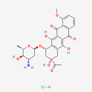 (8S-cis)-8-Acetyl-10-[(3-amino-2,3,6-trideoxy-alpha-L-arabino-hexopyranosyl)oxy]-7,8,9,10-tetrahydro-6,8,11-trihydroxy-1-methoxynaphthacene-5,12-dione hydrochloride structure, CAS 56390-08-0