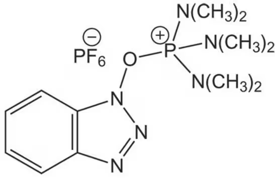 Benzotriazol-1-yloxytris(dimethylamino)-phosphonium hexafluorophosphate structure, CAS 56602-33-6