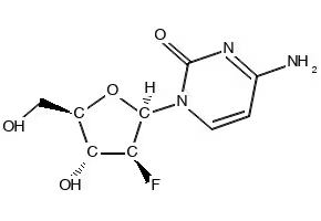 4-Amino-1-(2-deoxy-2-fluoro-beta-D-arabinofuranosyl)-2(1H)-pyrimidinone structure, CAS 56632-83-8