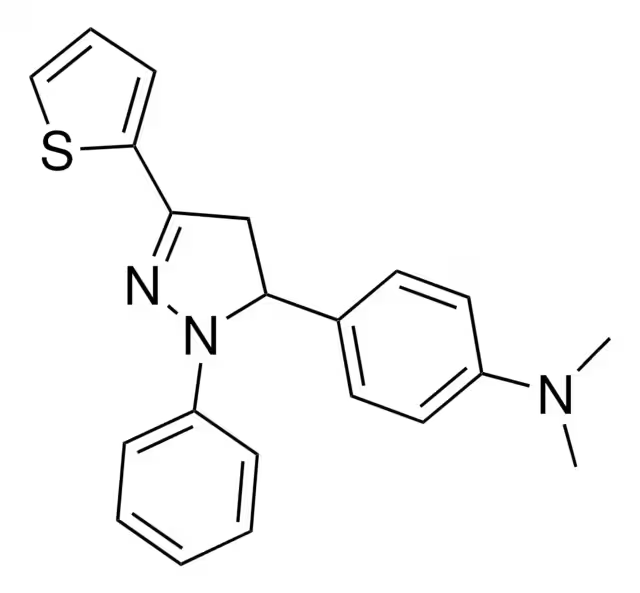 4-[2-[5-[4-(Diethylamino)phenyl]-4,5-dihydro-1-phenyl-1H-pyrazol-3-yl]vinyl]-N,N-diethylaniline structure, CAS 57609-72-0